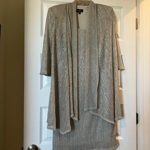 Elegant Silver Dress and Jacket Set (One Piece Set)